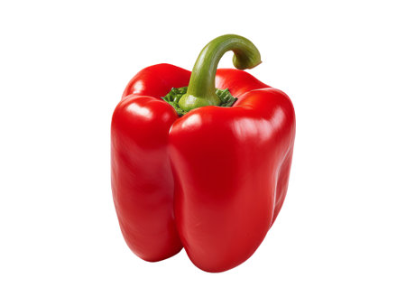 red bell pepper isolated on transparent background.fruit and vegetable for food element. food and healthy concept.の素材