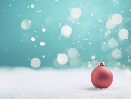 Christmas balls with blur colorful background and bokeh lightingの素材