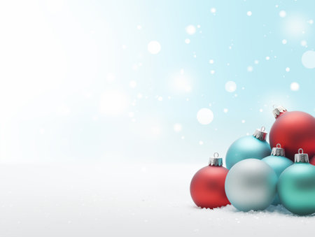 Christmas balls with blur colorful background and bokeh lightingの素材