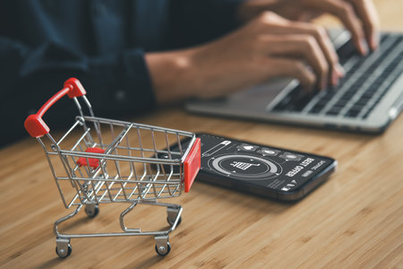 Businessman shopping on mobile phone..E Commerce and Shopping online concept.の写真素材