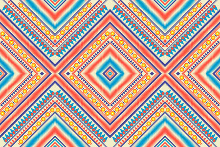 ikat geometric shapes seamless pattern Ethnic abstract ikat art with colorful color.のイラスト素材