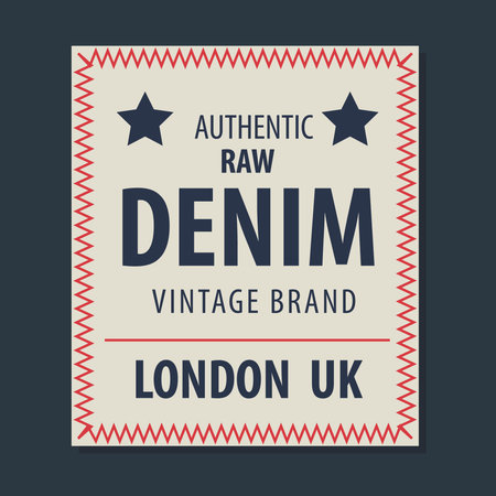 vintage  original blue jeans raw denim labels,genuine exclusive brands,vector illustrationのイラスト素材
