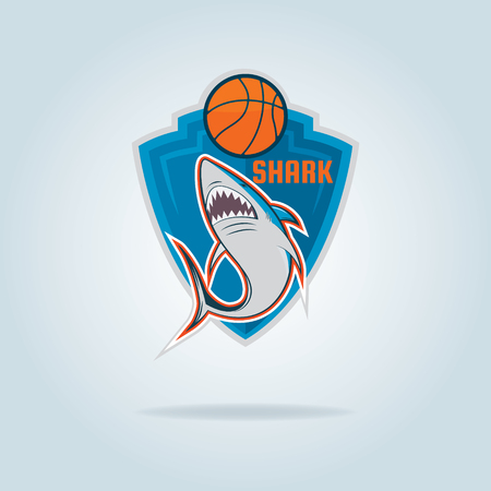 Basketball  template with shark,vector illustrationのイラスト素材