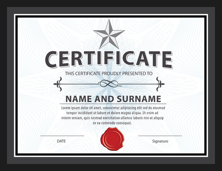 horizontal certificate template,diploma,Letter size ,vectorのイラスト素材