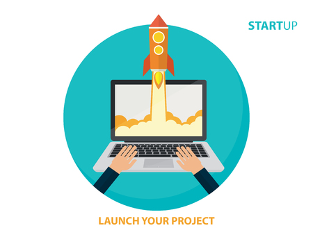 flat design vector concept for startup business,launch your Project or businessのイラスト素材