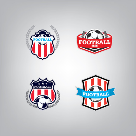 Soccer Logo Design Template set l Football badge team identity collection l Soccer Football T-shirt graphic l Vector illustrationのイラスト素材
