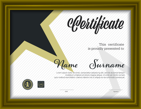 Horizontal certificate template letter size diploma, vector illustration.のイラスト素材