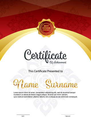 Vertical certificate template diploma layout, vector illustration.のイラスト素材