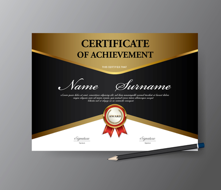 Certificate template,A4 size diploma, vector illustrationのイラスト素材