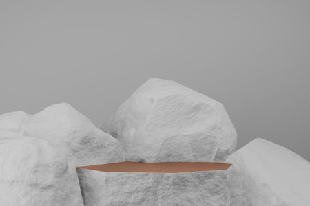 Abstract stone stand studio background for product display. Abstract Background Scene 3d Render for product advertise.の写真素材