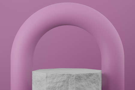 Abstract pale pink stone stand studio background for product display. Abstract Background Scene 3d Render for product advertise.の写真素材