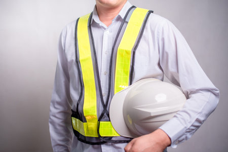 Engineer in uniform working in the studio