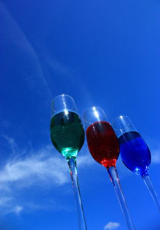 3 tall wine glassesの写真素材
