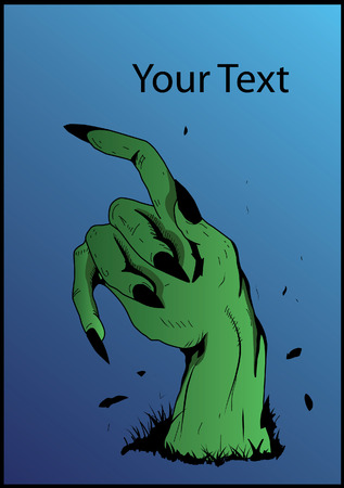 scary monsters hand illustration popping out of the groundのイラスト素材