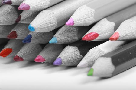 colour popped black and white pencilsの写真素材