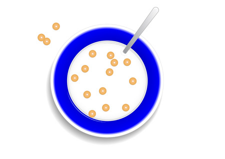 illustration of a bowl of cereal for breakfast time.のイラスト素材