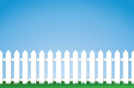 a vector illustration of a white picket fence, Image contains lots of space for copy. Eps version 8 のイラスト素材