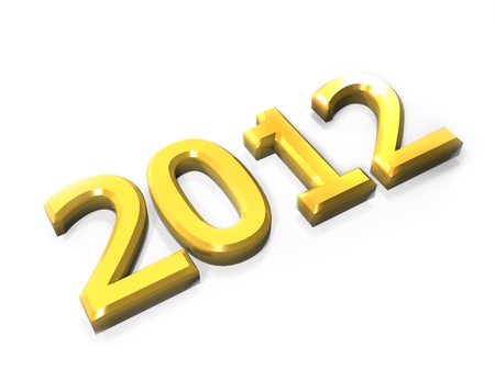 a year 2012 in shiny gold against a white backgroundの写真素材
