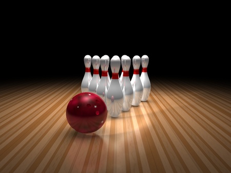 bowling ball and ten pinsの写真素材