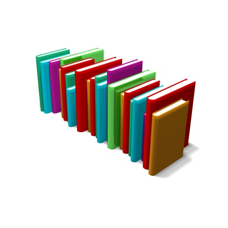 an image of a row of 3d colored booksの写真素材