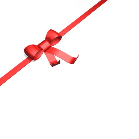 3d red bow from above against a white backgroundの写真素材