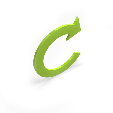 recycled logo  from above on a white background with a high detailed shadow casting on to the floor 