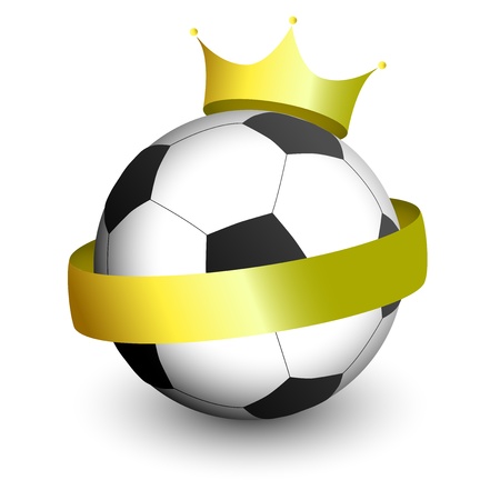 An illustration of a football with a golden crown and banner on it のイラスト素材