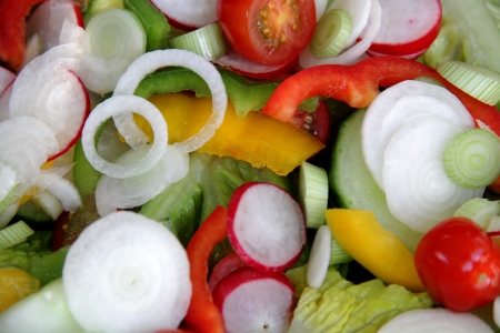 an image of bright coloured salad close upの写真素材