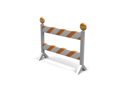 orange and white construction barrier on a white backgroundの写真素材