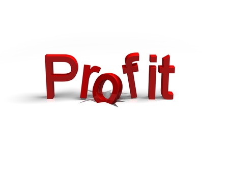 the word profit faaling down a crack to symbolise a slump in profitの写真素材