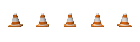 construction traffic cones lined up in a rowの写真素材
