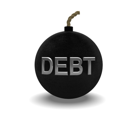 black textured debt bomb on a white backgroundの写真素材