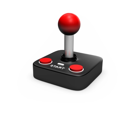 Image of a rtero joystick on a white background with a wire の写真素材