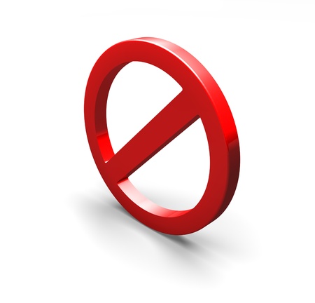 a 3D  no sign  in red on a white backgroundの写真素材