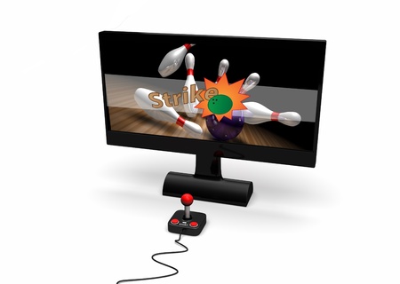 an image of a video game being played on a computer screen with a joypad の写真素材