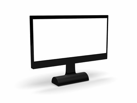 a blank computer screen ready on a white background の写真素材