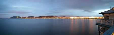llandudo panoramic shot at night on a slow shutter speed の写真素材