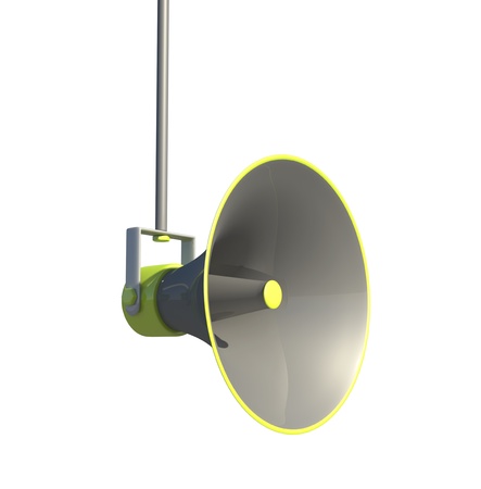 a megaphone sits alone against a white background for easy isolation の写真素材
