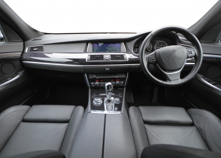 And detailed wide shot showing the inside of a high class car with white background for the windows  の写真素材