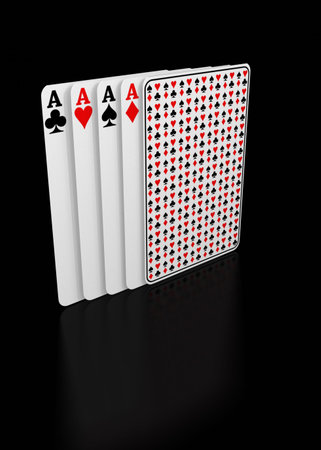 Playing cards on a black background ready for being used in gambling.