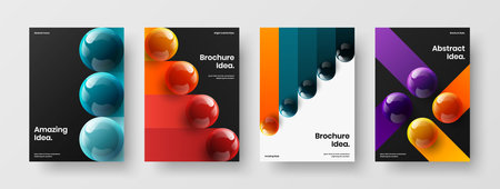 Isolated corporate brochure design vector concept set. Colorful 3D orbs company identity...