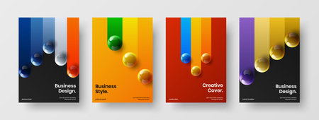Creative banner design vector template collection. Bright 3D orbs corporate identity layout set.