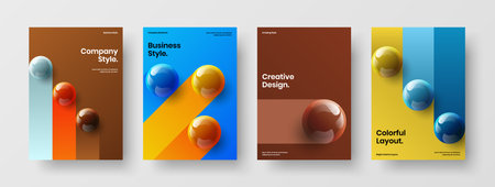 Modern 3D balls company identity concept collection. Original booklet A4 design vector illustration...