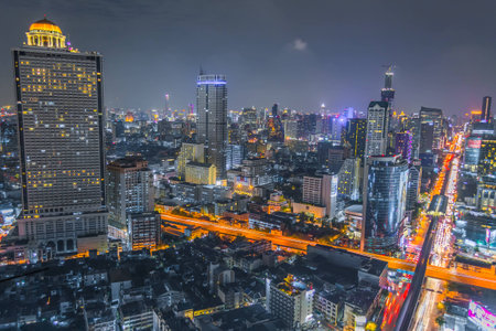 Cityscape in middle of Bangkok,Thailandのeditorial素材