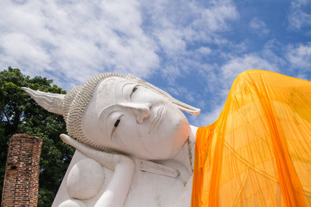 White Buddha statue in Thailandの写真素材