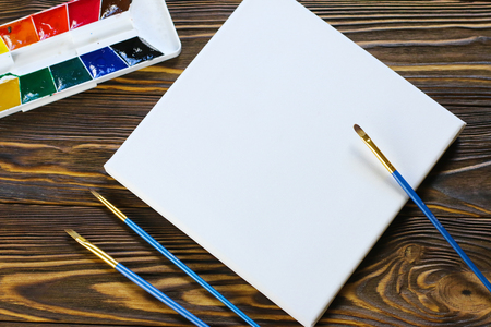 Art Supplies with canvasの写真素材
