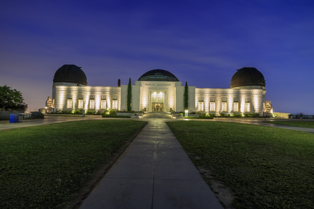 Griffin Observatory and Los Angeles downtown, twilightのeditorial素材