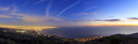 Santa Monica bay night scene from topの写真素材