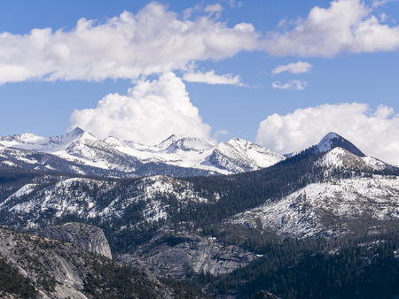 Beauty of Yosemite, snow mountainの写真素材