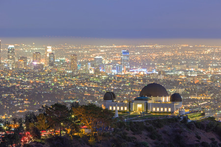 Los Angeles Night Cityscape, Griffin Observatoryのeditorial素材